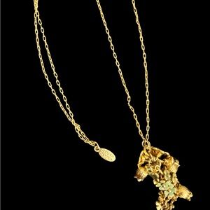 Vintage Signed PILGRIM Danish Design Gold Tone Abstract Organic Pendant Necklace